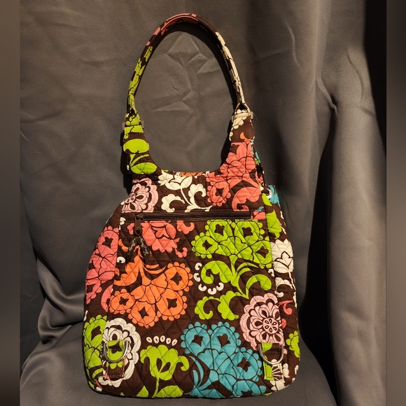 Vera Bradley Campus Tech Brown W/ Floral Design Cotton Tote - retired. - Picture 4 of 6